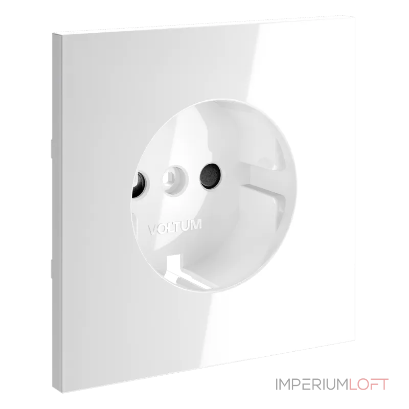 Накладка для розетки с заземлением и защитными шторками S70 (белый глянцевый) Voltum VLS000701 от ImperiumLoft