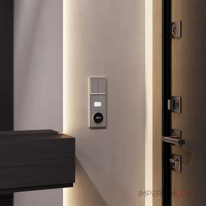 Терморегулятор электронный S70 с индикацией и датчиком для теплого пола (капучино) Voltum VLS070114 от ImperiumLoft