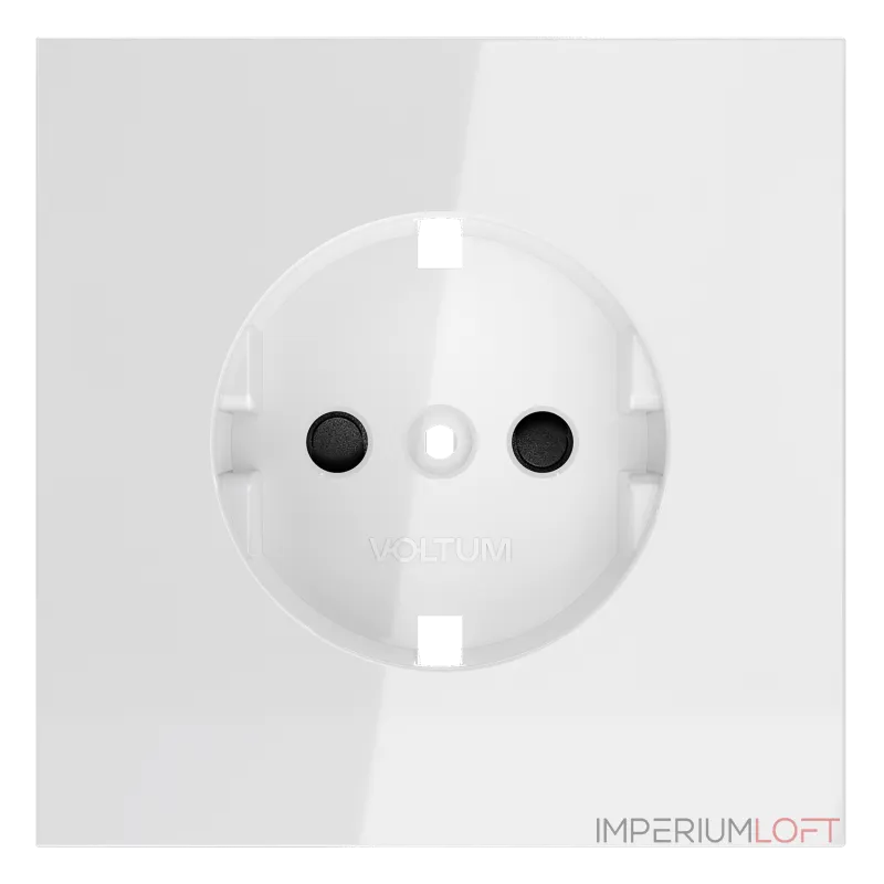 Накладка для розетки с заземлением и защитными шторками S70 (белый глянцевый) Voltum VLS000701 от ImperiumLoft