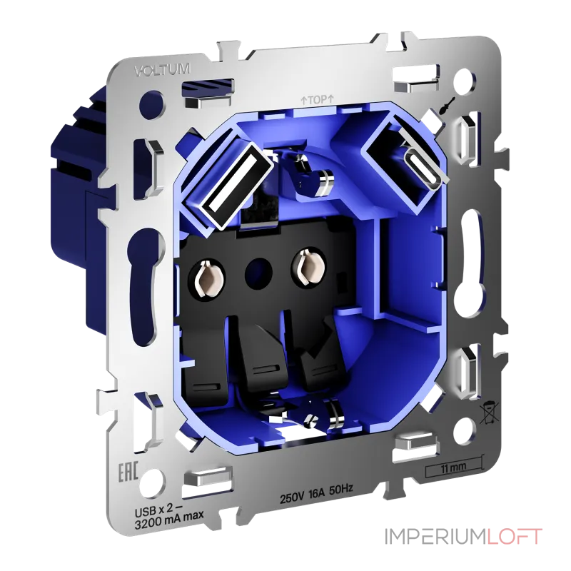 Механизм розетки с заземлением и защитными шторками 16А с USB A+C S70 Voltum VLS0405M от ImperiumLoft Механизм розетки с заземлением и защитными шторками 16А с USB A+C S70 Voltum VLS0405M от ImperiumLoft
