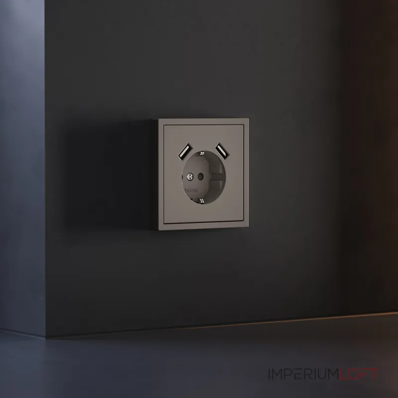 Накладка для розетки с заземлением и защитными шторками с USB A+A S70 (капучино) Voltum VLS000914 от ImperiumLoft