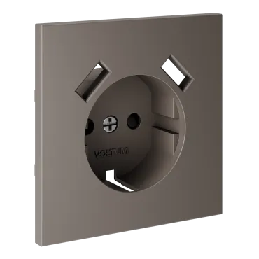 Накладка для розетки с заземлением и защитными шторками с USB A+A S70 (капучино) Voltum VLS000914