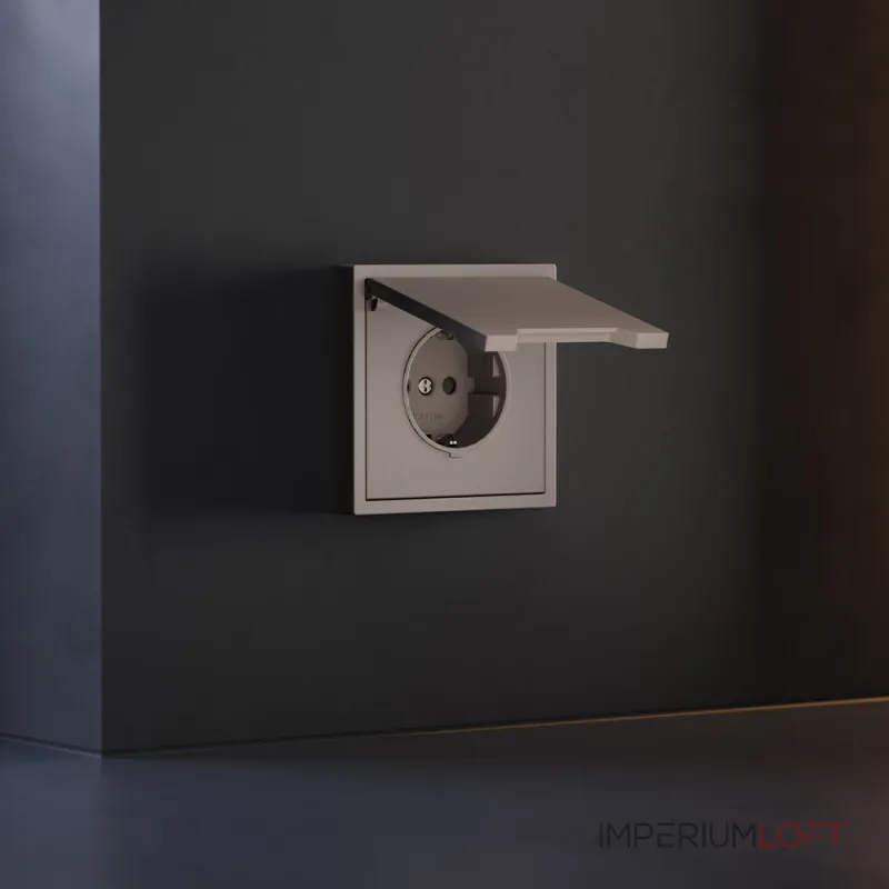 Накладка для розетки с заземлением защитными шторками и крышкой S70 (капучино) Voltum VLS000814 от ImperiumLoft