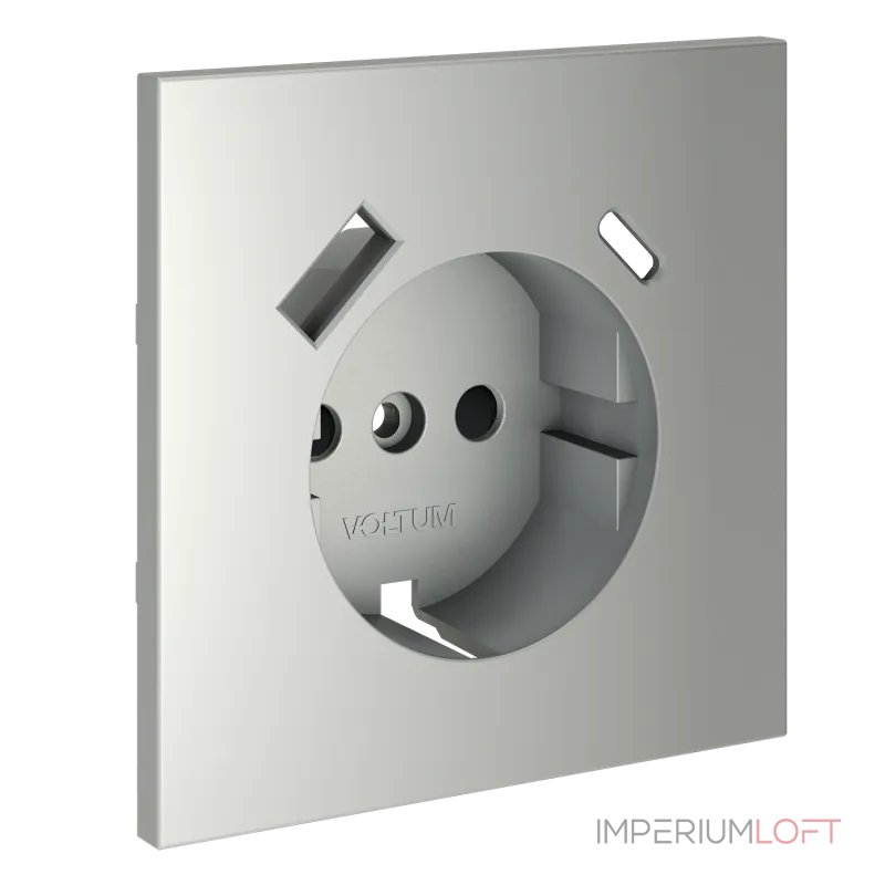 Накладка для розетки с заземлением и защитными шторками с USB A+C S70 (сталь) Voltum VLS001005 от ImperiumLoft
