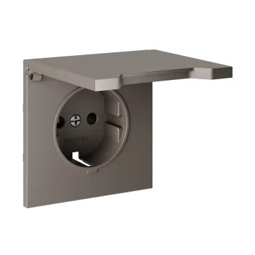 Накладка для розетки с заземлением защитными шторками и крышкой S70 (капучино) Voltum VLS000814