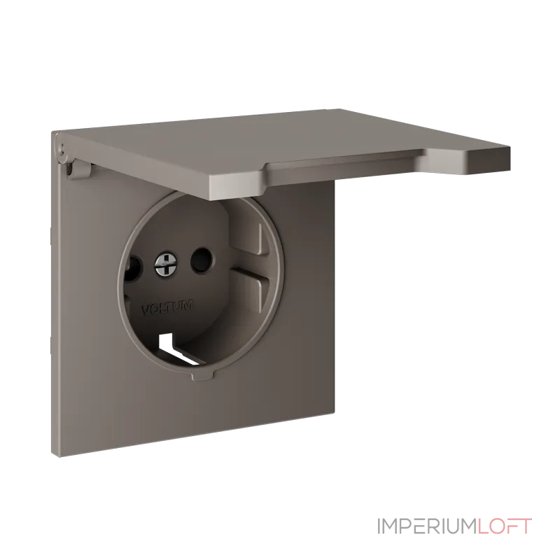 Накладка для розетки с заземлением защитными шторками и крышкой S70 (капучино) Voltum VLS000814 от ImperiumLoft