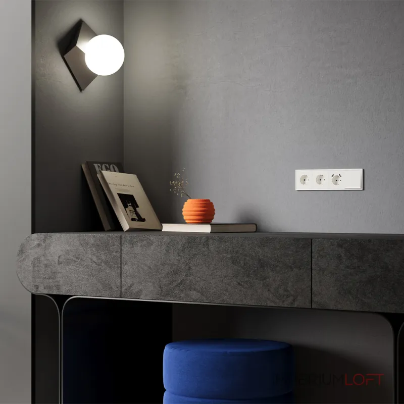 Накладка для розетки с заземлением и защитными шторками с USB A+A S70 (хлопок) Voltum VLS000913 от ImperiumLoft