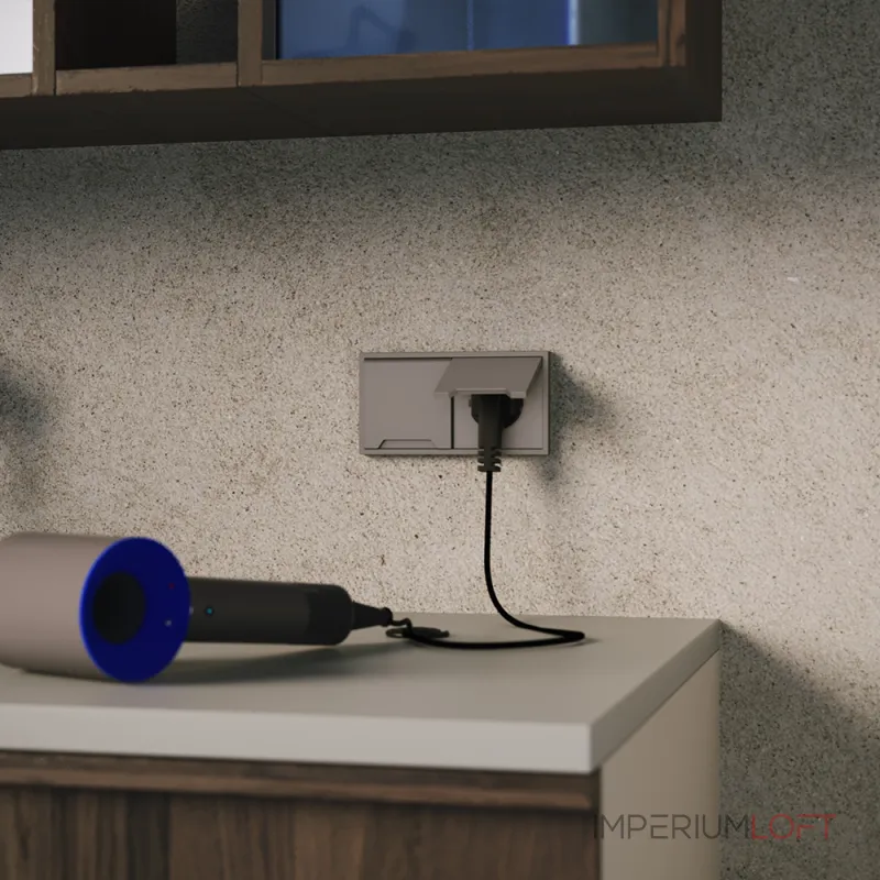 Накладка для розетки с заземлением защитными шторками и крышкой S70 (капучино) Voltum VLS000814 от ImperiumLoft