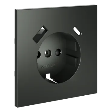 Накладка для розетки с заземлением и защитными шторками с USB A+C S70 (титан) Voltum VLS001006