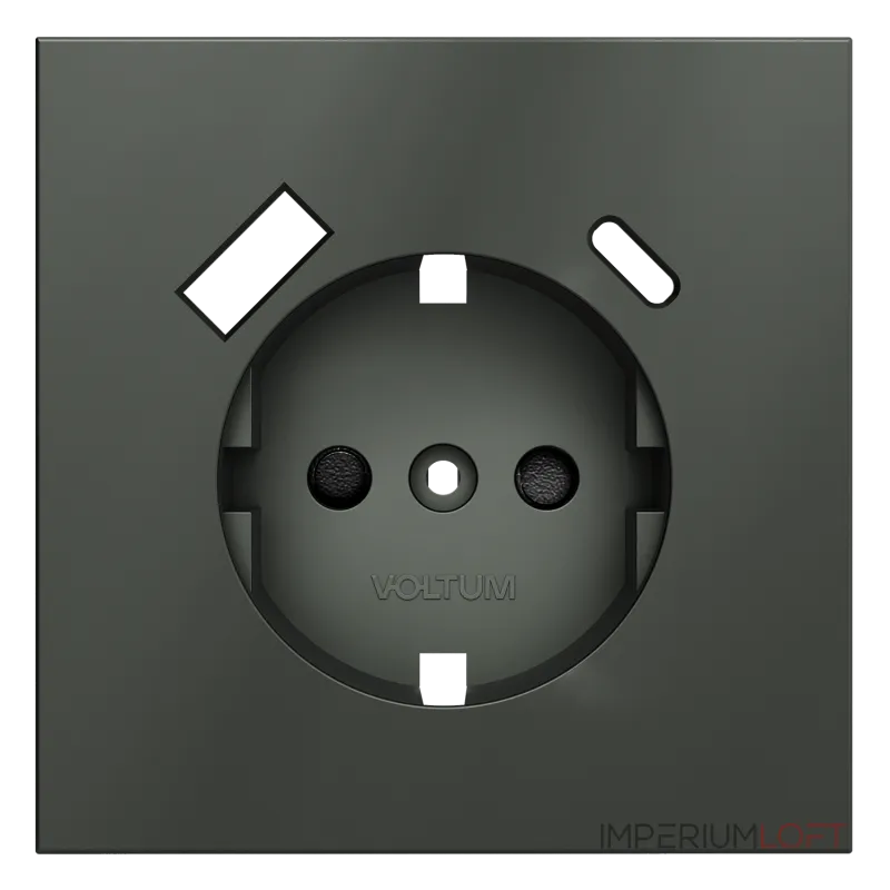 Накладка для розетки с заземлением и защитными шторками с USB A+C S70 (титан) Voltum VLS001006 от ImperiumLoft