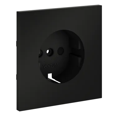 Накладка для розетки с заземлением и защитными шторками S70 (черный матовый) Voltum VLS000708