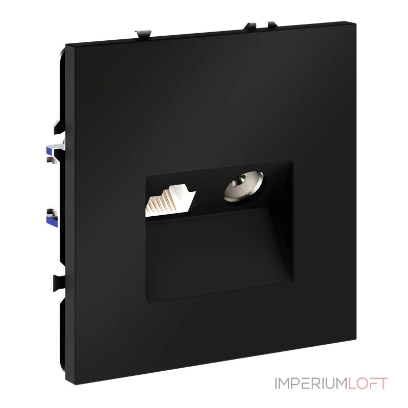 Розетка телевизионная встраиваемая S70 TV+RJ45 кат. 6 (черный матовый) Voltum VLS060708 от ImperiumLoft