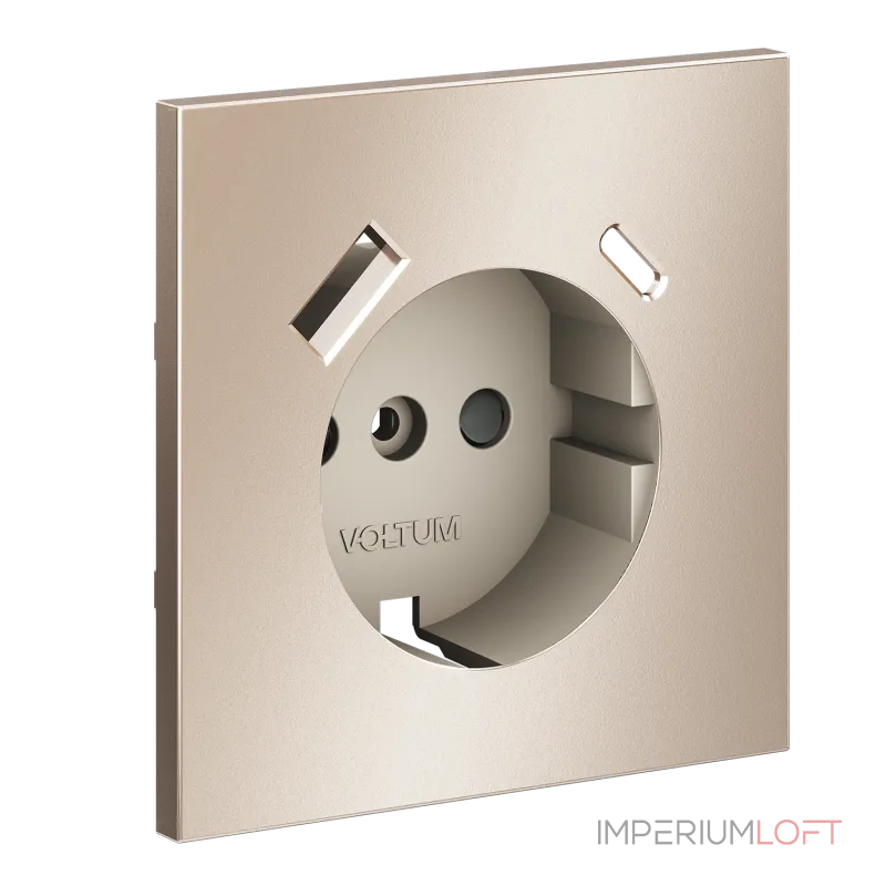 Накладка для розетки с заземлением и защитными шторками с USB A+C S70 (платина) Voltum VLSM001010 от ImperiumLoft