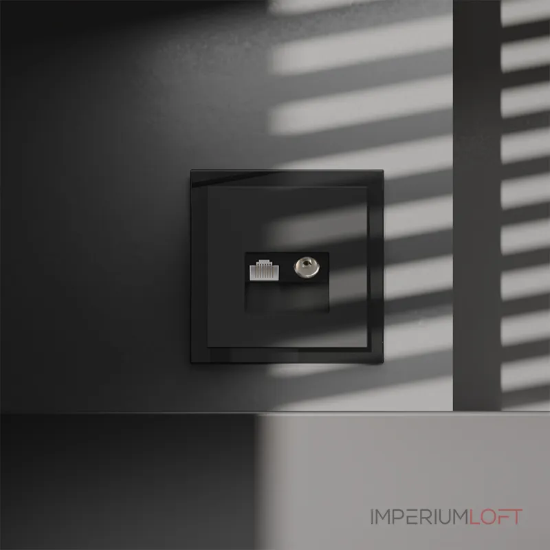 Розетка телевизионная встраиваемая S70 TV+RJ45 кат. 6 (черный матовый) Voltum VLS060708 от ImperiumLoft