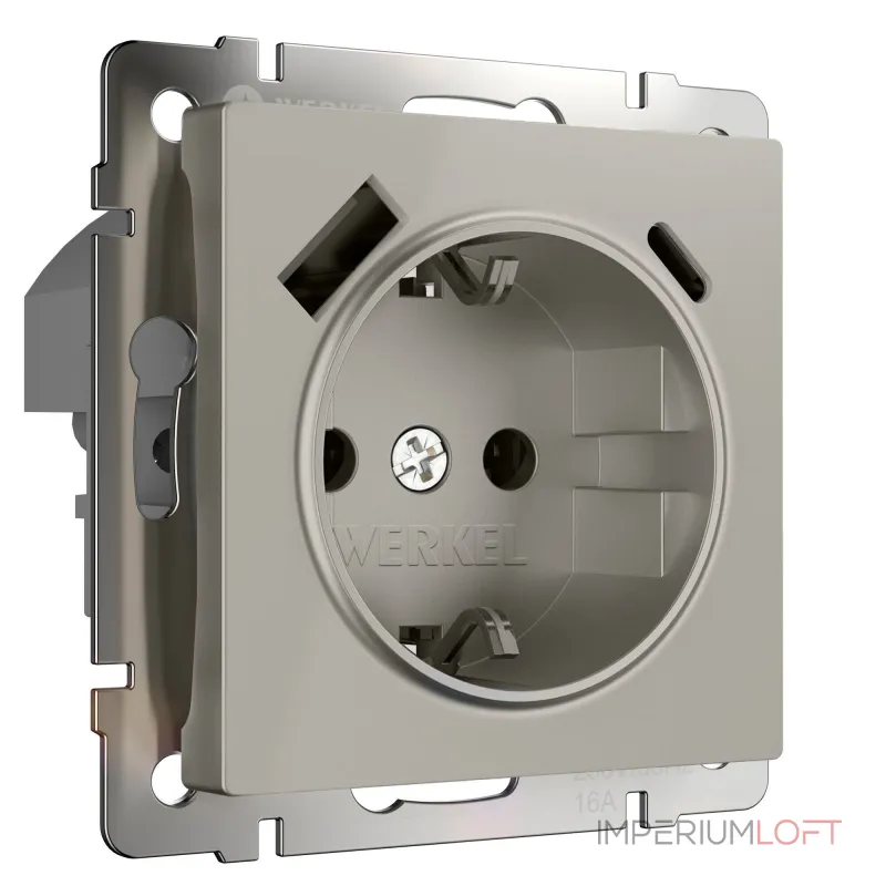 Розетка с заземлением. шторками и USB тип A+C Werkel a069465 от ImperiumLoft
