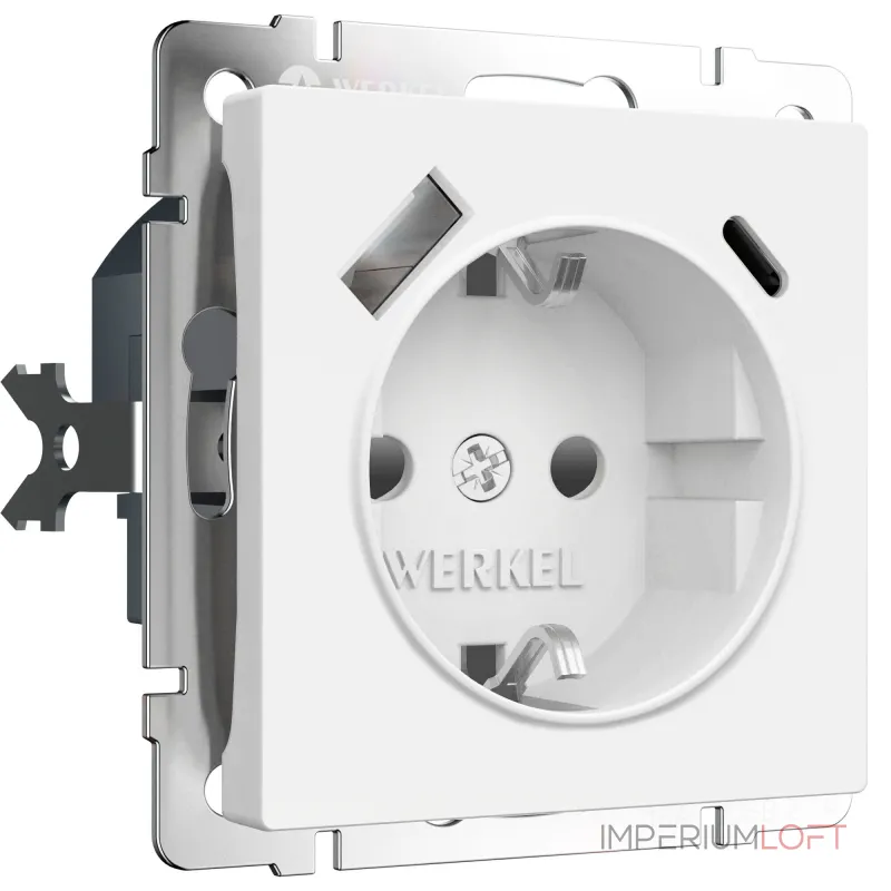Розетка с заземлением. шторками и USB тип A+C Werkel a069613 от ImperiumLoft