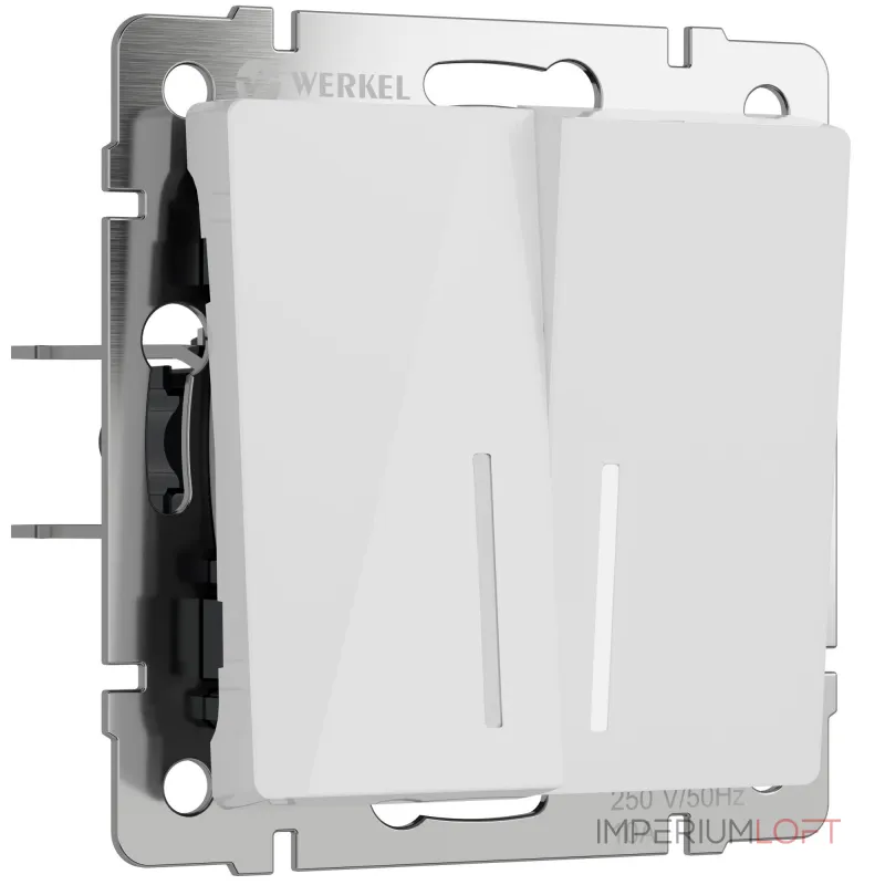 Выключатель двухклавишный проходной с подсветкой Werkel a064008 от ImperiumLoft