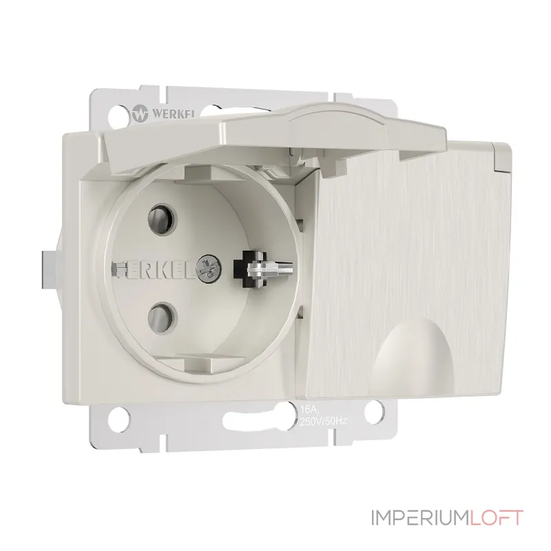 Розетка двойная влагозащ с зазем с защит крышками и шторками Werkel a057289 от ImperiumLoft