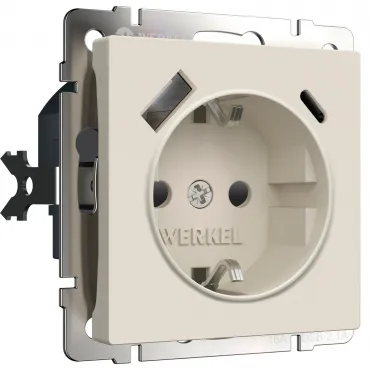 Розетка с заземлением. шторками и USB тип A+C Werkel a069611 Розетка с заземлением. шторками и USB тип A+C Werkel a069611