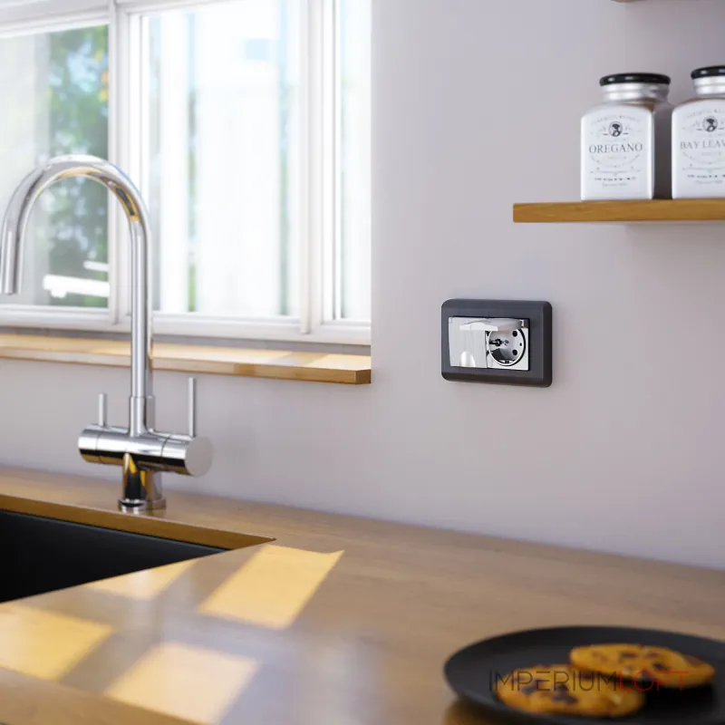 Розетка двойная влагозащ с зазем с защит крышками и шторками Werkel a057288 от ImperiumLoft