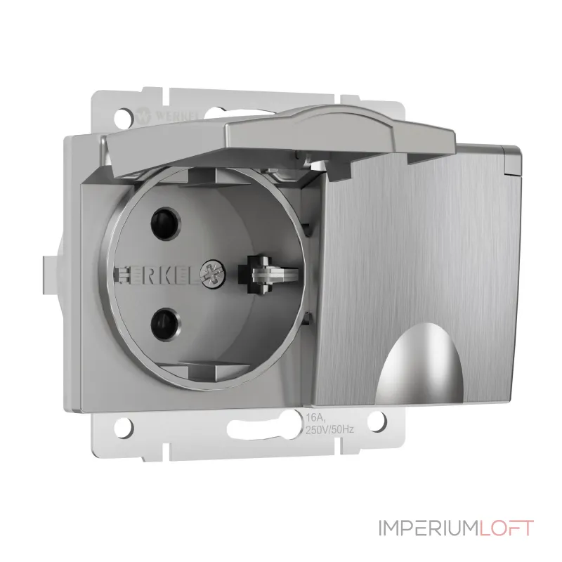 Розетка двойная влагозащ с зазем с защит крышками и шторками Werkel a057288 от ImperiumLoft