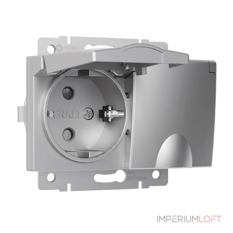 Розетка двойная влагозащ. с зазем. с защит. крышками и шторками Werkel W1172206 от ImperiumLoft