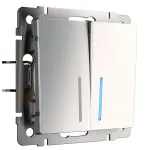 Выключатель двухклавишный проходной с подсветкой Werkel W1122102 от ImperiumLoft