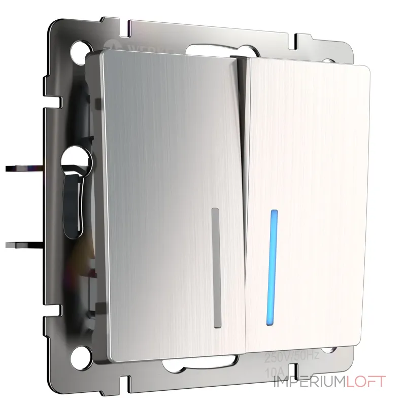 Выключатель двухклавишный проходной с подсветкой Werkel W1122102 от ImperiumLoft