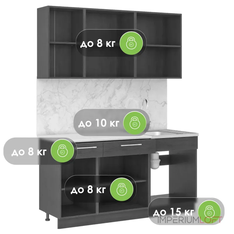 Кухня Woodville 608580 от ImperiumLoft